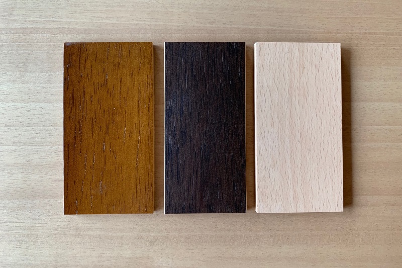 木部3種類：左からウォールナット色/モカブラウン色/ピュアビーチ色